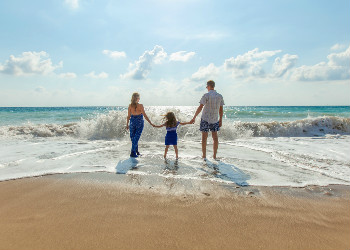 family on the beach